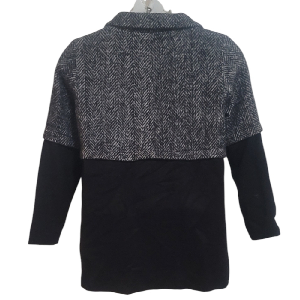 Vintage Helena Quinn black white herringbone colorblock coat small - Picture 8 of 9